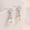 SWZH-ED160六钻镶钻耳钉珍珠耳环长款简约时尚通群耳饰 商品缩略图0