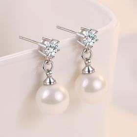 SWZH-ED160六钻镶钻耳钉珍珠耳环长款简约时尚通群耳饰