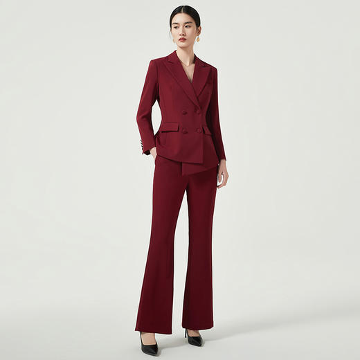 IWY/酒红色西装套装女高定轻奢气质宴会礼服正装西服喇叭阔腿裤两件套CP11358 商品图2