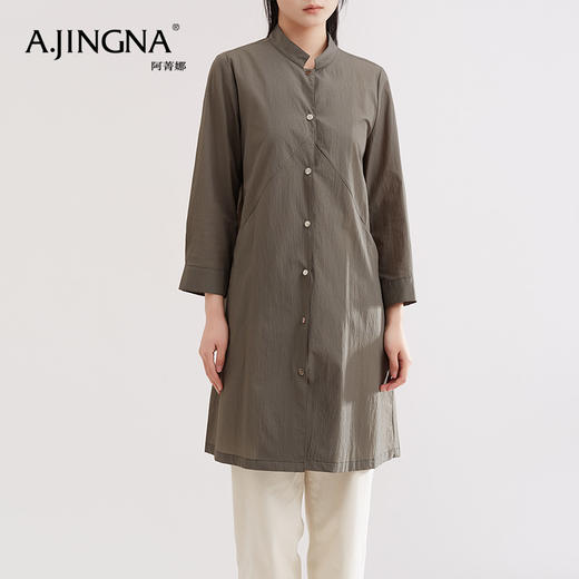 【特价不退换】阿菁娜日系休闲带派克衬衫连衣裙A26X105011 商品图3