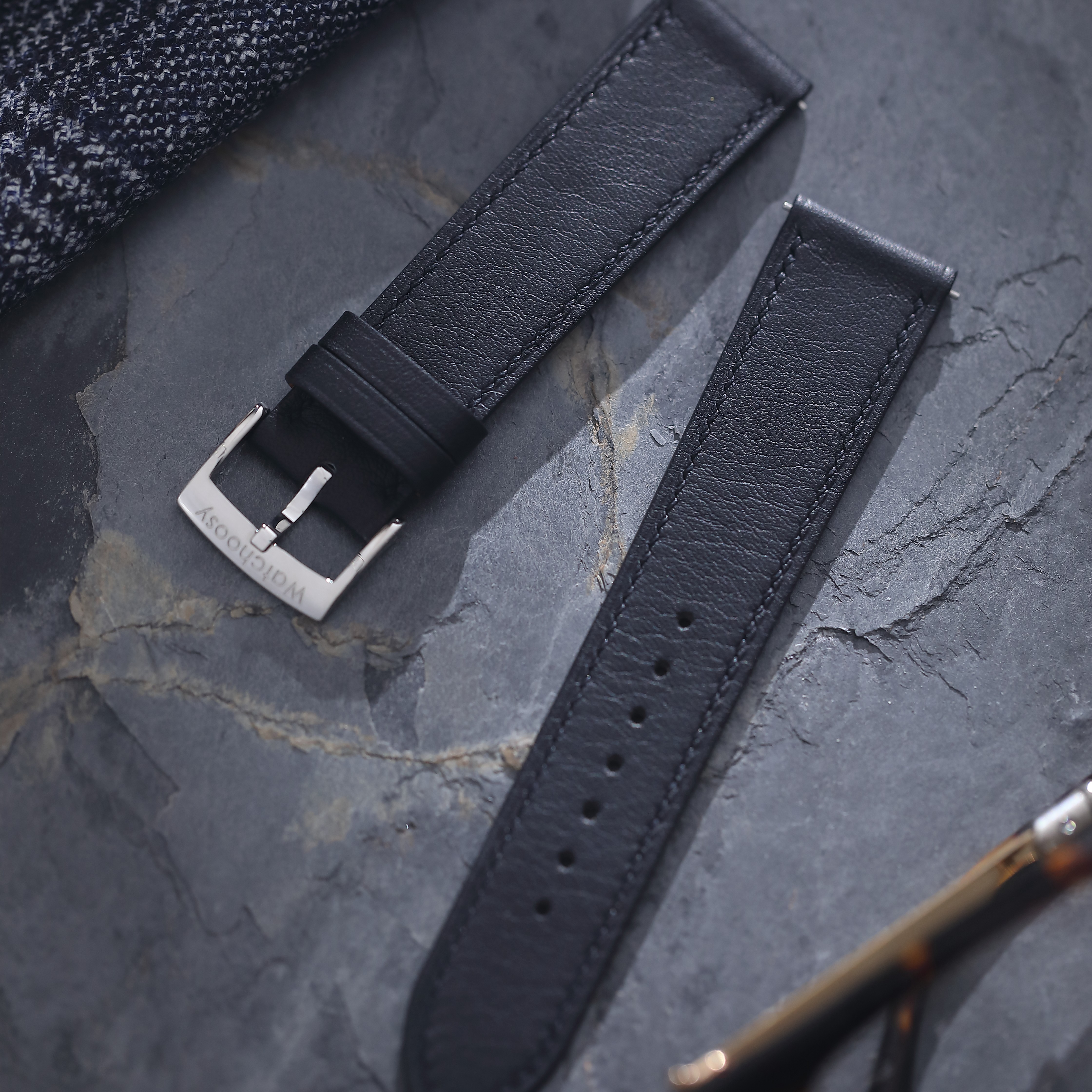 芯选手工表带  swift皮 黑线午夜黑