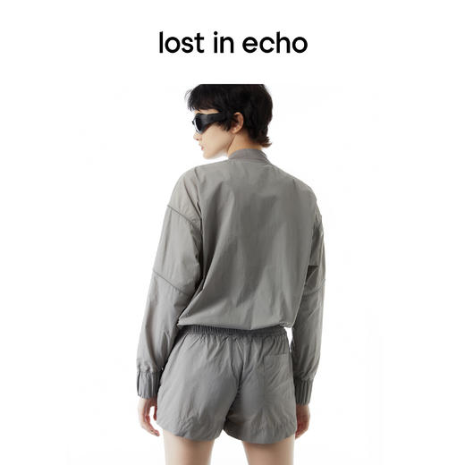 lost in echo设计师品牌Aliz系列微皱肌理罗纹腰抽绳运动短裤 商品图2
