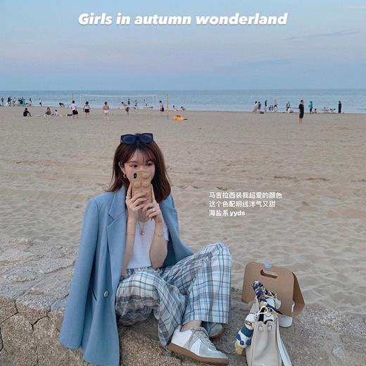 金蘑菇菇【马吉拉明线西装】大牌chic感 袖口明线韩版时髦西装女 商品图0