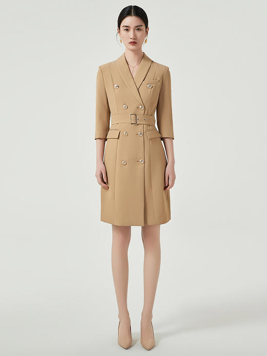 IWY/卡其色高端职业连衣裙女士商务经理正装工作服七分袖西装裙Q470 商品图0