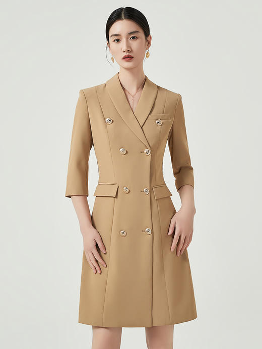 IWY/卡其色高端职业连衣裙女士商务经理正装工作服七分袖西装裙Q470 商品图3