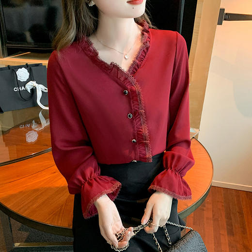 裁缝学苑AQ158 衬衫纸样女装新款喇叭袖上衣V领衬衣服装衣服打板 商品图1