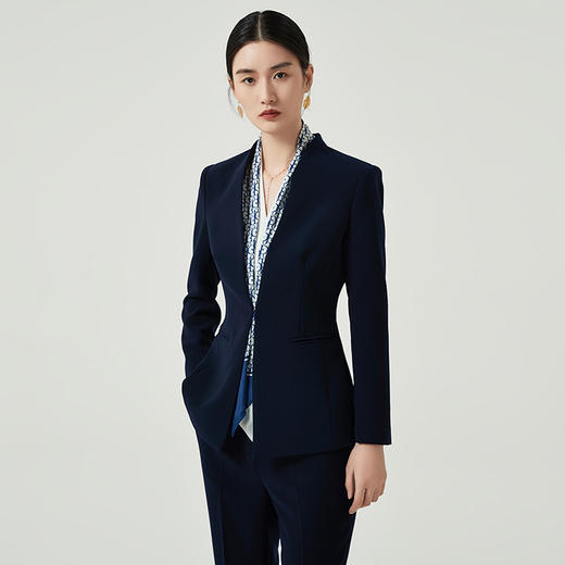 IWY/藏青色西装外套女2023新款春季高级感职业套装修身经理工作服正装CP12305 商品图3