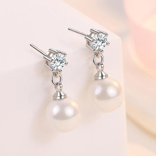 SWZH-ED160六钻镶钻耳钉珍珠耳环长款简约时尚通群耳饰 商品图1