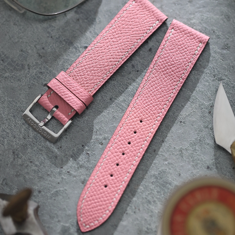 芯选手工表带 Epsom皮 樱花粉
