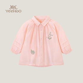 英氏儿童纯棉衬衫女宝长袖单层开衫上衣春秋轻薄透气YRCAJ1P218A