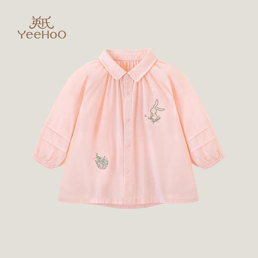 英氏儿童纯棉衬衫女宝长袖单层开衫上衣春秋轻薄透气YRCAJ1P218A 商品图0