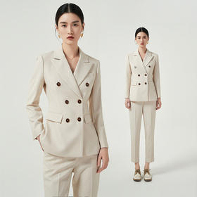 IWY/杏色西装套装女高级感春秋新款通勤职业正装西服小个子韩版两件套C12353+P12312