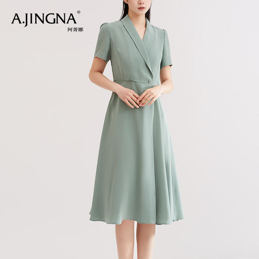 【抄底价不退换】阿菁娜复古温柔法式西装连衣裙A25X112292 商品图3