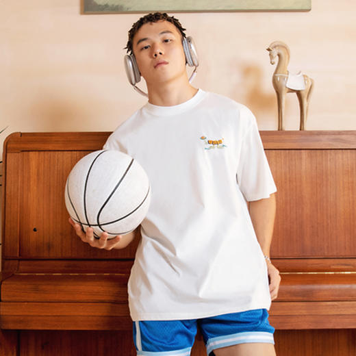 UZIS 运动短袖男宽松潮流篮球圆领T恤纯色夏季训练健身半袖小U仔 商品图2