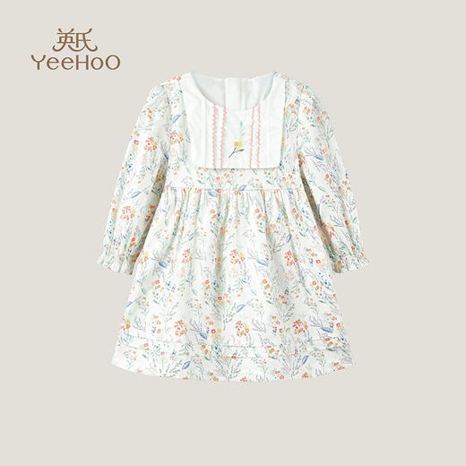 英氏女童长袖连衣裙碎花裙子公主裙2023春夏新款YRLAJ1P226A 商品图0