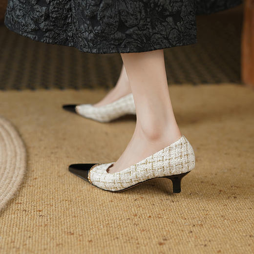 优雅减龄，小香风链条爆款里外全皮单鞋YD-F340 商品图5