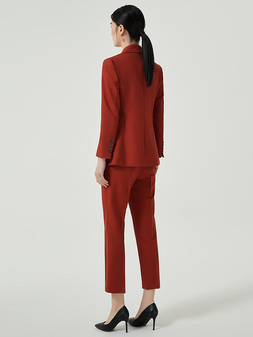 IWY/橘红色西服套装女春秋高端定制总裁正装韩版气质职业西装两件套裤C12312+P12312 商品图3