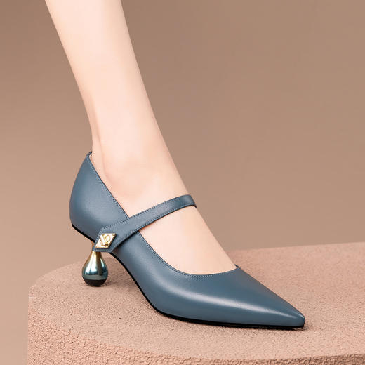 优雅通勤，纯色真皮浅口皮鞋HY-H3098 商品图0