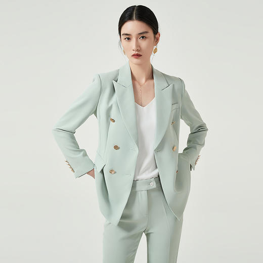 IWY/绿色职业装西装套装女春秋高端定制西服小外套韩版修身正装两件套CP11385 商品图1