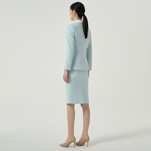 IWY/新款水蓝色西装套裙女高级感面试职业正装套装美容院工作服CS1584 商品图3