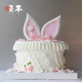 桃花粉红兔蛋糕