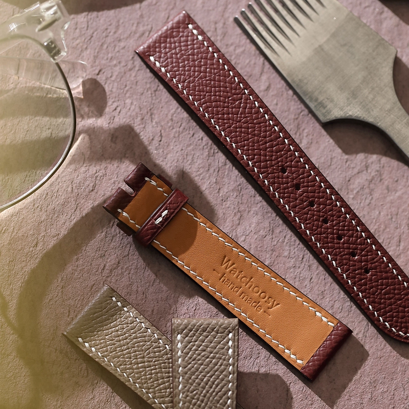 芯选手工表带 Epsom皮 爱马仕红