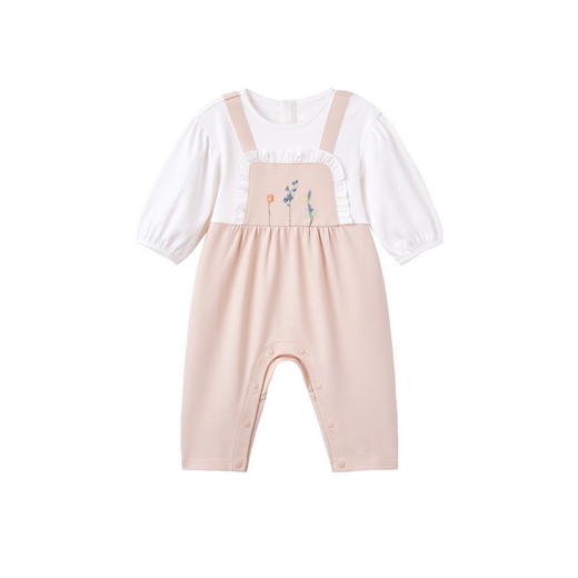 英氏婴儿衣服女宝假两件连体衣2023款春夏灯笼袖爬服YRHAJ1P213A 商品图4