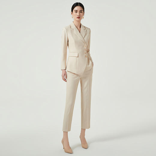 IWY/杏色职业西装套装女高端定制面试套裤韩版不规则设计感西服两件套CP10407 商品图2