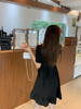 <曾小咸推荐> 连衣裙V领荷叶边中长款气质小黑裙潮 商品缩略图4