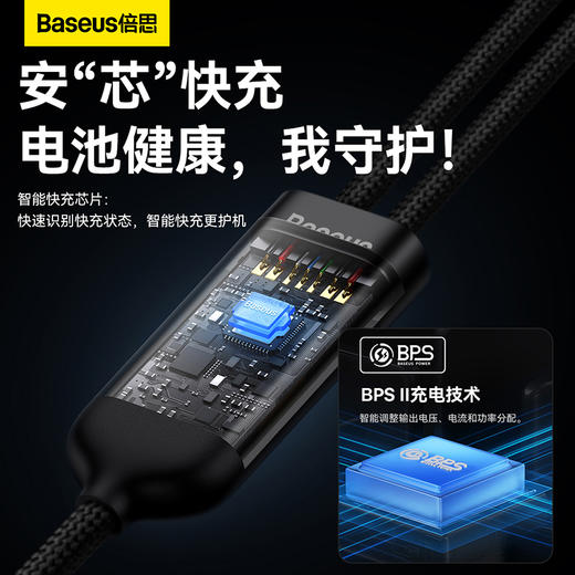 倍思 闪速系列2 一拖二快充充电线Type-C to C+C 100W 1.5m 商品图2