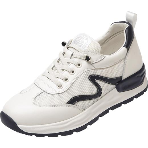 信诺真皮厚底鞋运动休闲鞋2023新款春夏季德训女鞋轻便小白鞋23C5693-7W 商品图3