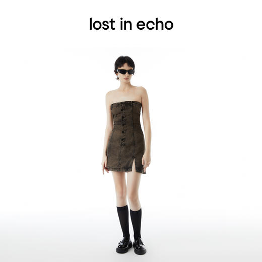 lost in echo设计师品牌Ari系列雪花重工水洗牛仔连衣裙 商品图1