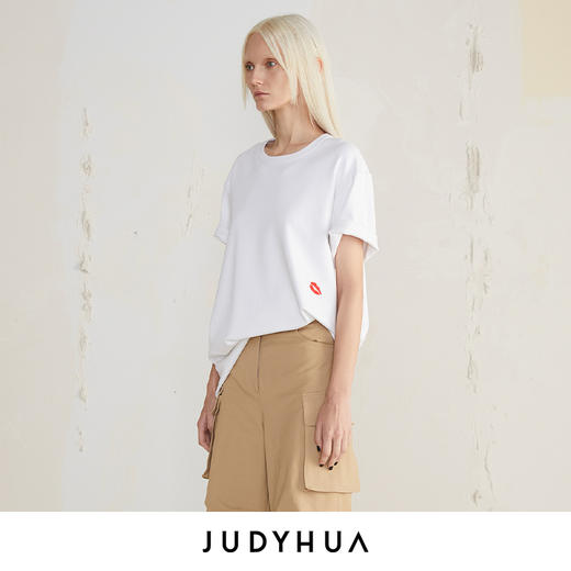 JUDYHUA 植绒红唇设计宽款T恤 商品图1