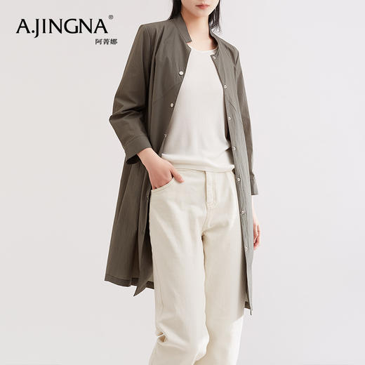 【特价不退换】阿菁娜日系休闲带派克衬衫连衣裙A26X105011 商品图2