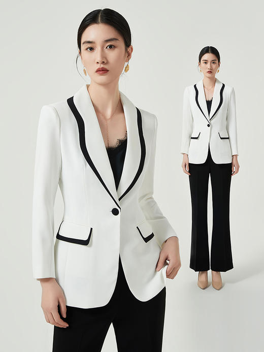 IWY/高端阔腿裤西装套装女一粒扣教师公务员面试正装气质韩版两件套装C12111+P31355 商品图0