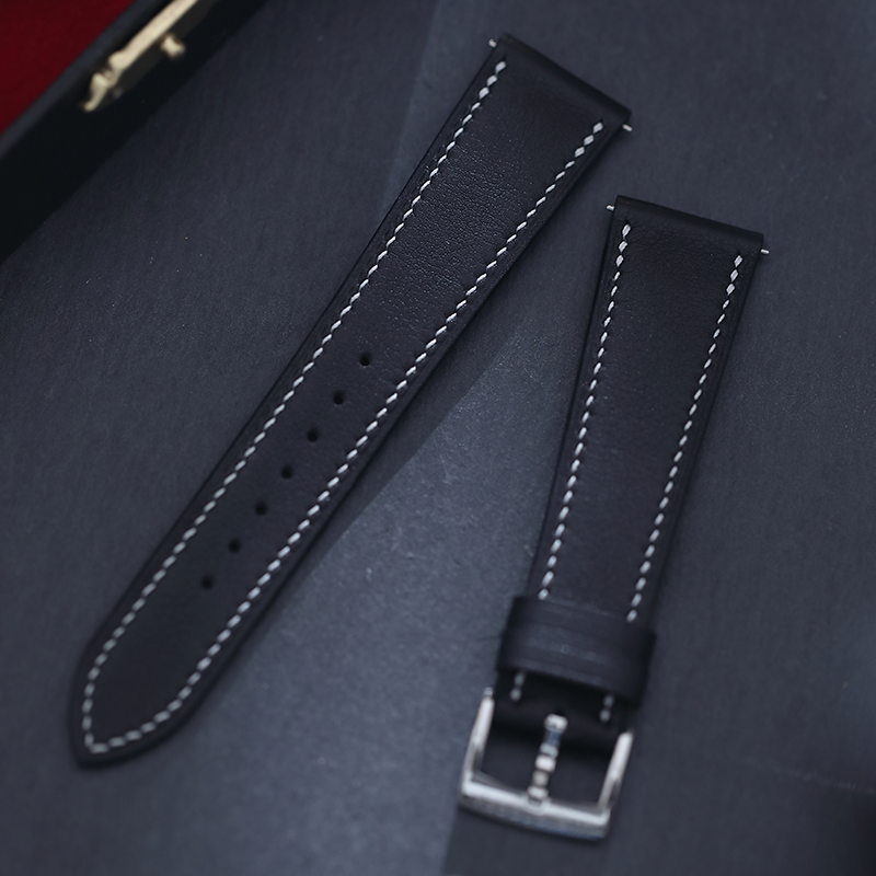 芯选手工表带  swift皮 白线午夜黑