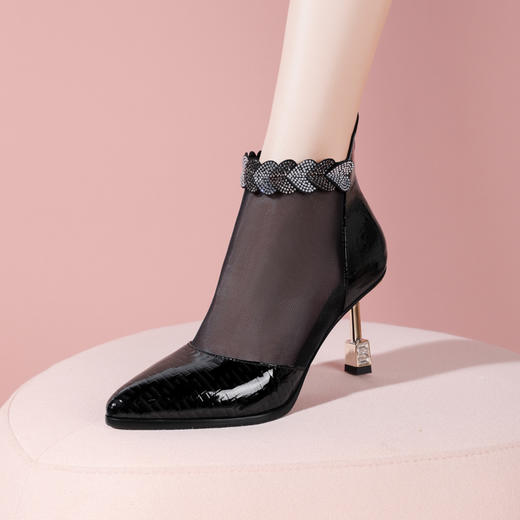 春季新品，气质轻奢后拉链水钻跟女网靴JJ-D863 商品图7