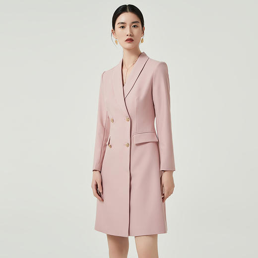 IWY/粉色西装连衣裙女春秋气质通勤职场女装中长款艺考主持人演讲裙子Q768 商品图3