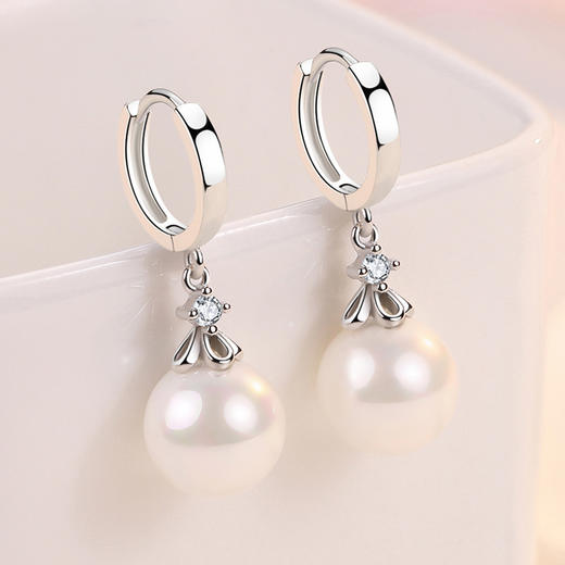 SWZH-EH725新款复古花朵耳环时尚镶钻花瓣珍珠耳坠长款时尚通勤耳饰 商品图0