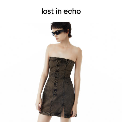 lost in echo设计师品牌Ari系列雪花重工水洗牛仔连衣裙 商品图0