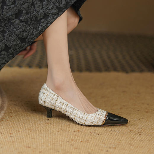 优雅减龄，小香风链条爆款里外全皮单鞋YD-F340 商品图2