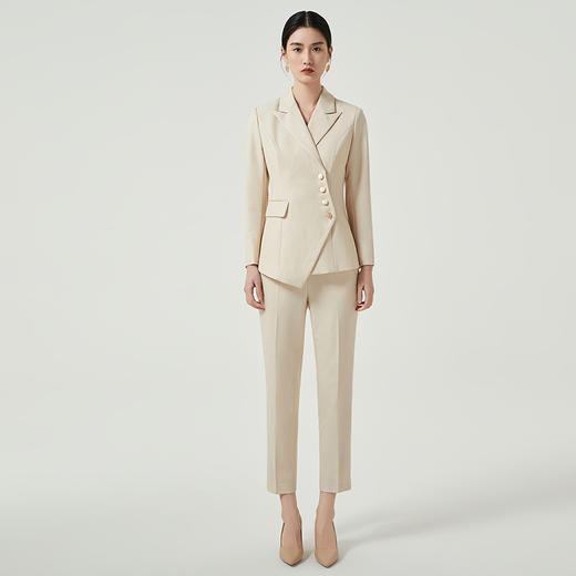 IWY/杏色职业西装套装女高端定制面试套裤韩版不规则设计感西服两件套CP10407 商品图1
