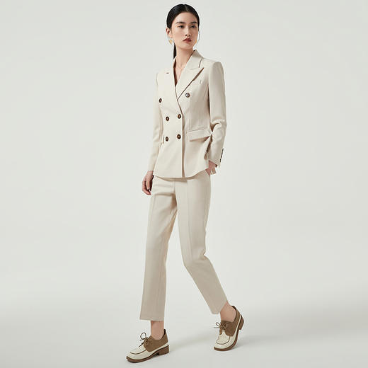 IWY/杏色西装套装女高级感春秋新款通勤职业正装西服小个子韩版两件套C12353+P12312 商品图2