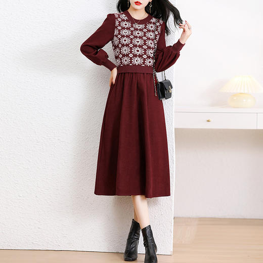 时尚简约太阳花，毛衣拼接连衣裙HR-WA22959 商品图5