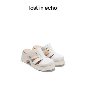 [断码]lost in echo设计师品牌时尚厚底镂空双层马毛百搭舒适穆勒拖鞋女