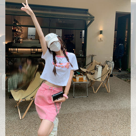 <曾小咸推荐>巨折清仓秒杀，稀有现货24小时发【仅限今日】 裙子秒杀系列，夏洋气粉色牛仔短裙 / 短袖 商品图3