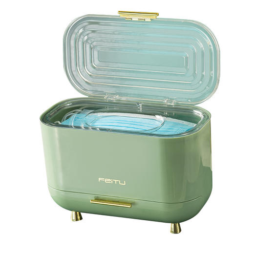 「4款配色！颜值派」飞兔口罩收纳盒 居家日用存放盒玄关防尘盒纸巾盒有盖大容量带抽屉收纳整理 商品图4