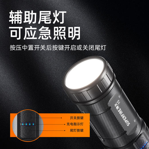 SUPERFIRE神火Y5手电筒强光远射伸缩调焦充电长续航户外日常家用变焦手电 商品图3