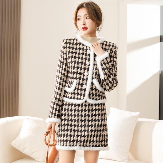 2023新款女装休闲时尚气质优雅通列减龄韩版简约小香风套裙两件套HMQY2292 商品图9