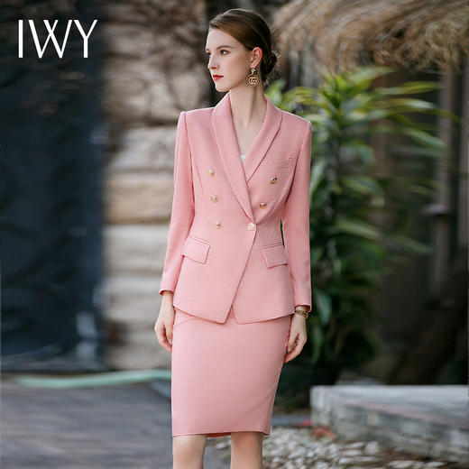 IWY/粉色高端职业女裙套装西装外套西服时尚商务正装美容师工作服CS1719 商品图1